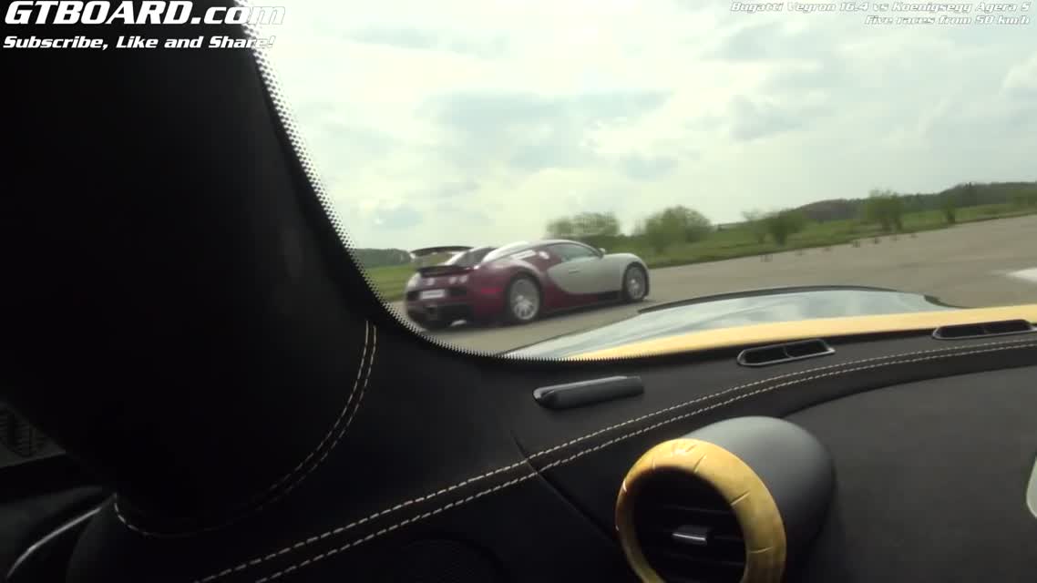 Koenigsegg Agera S vs Bugatti Veyron 16.4 x 5 races action version multicamera