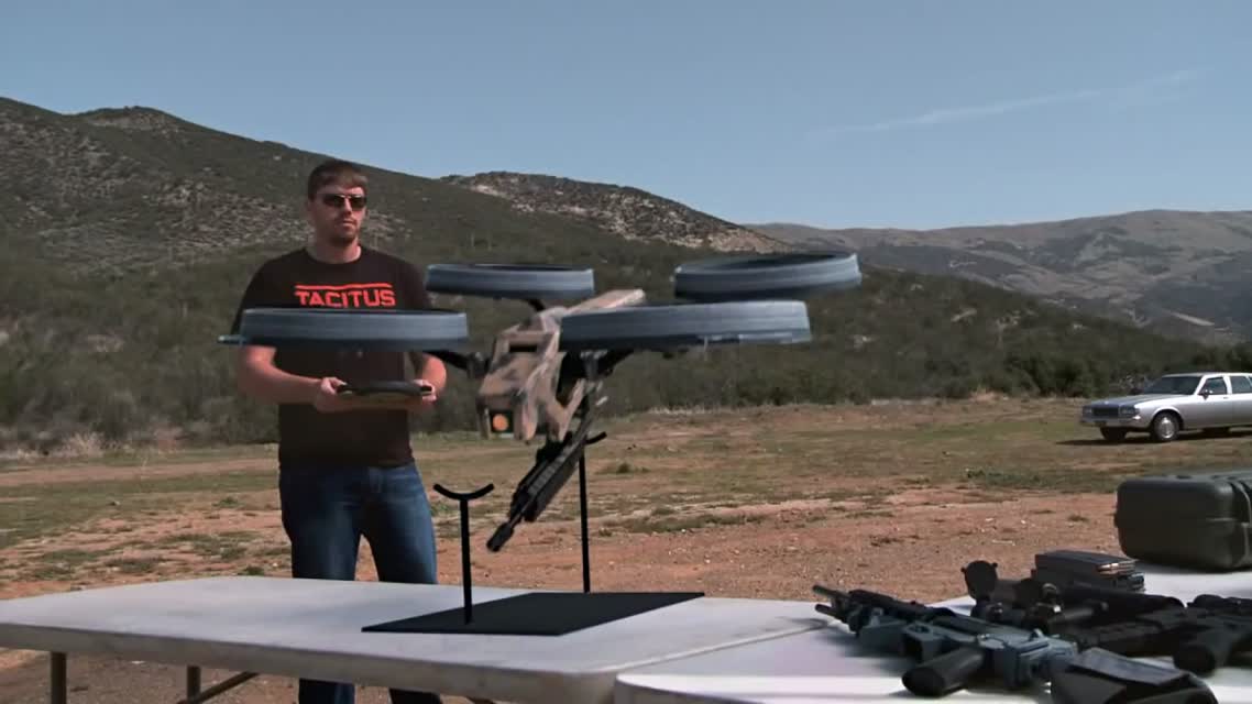 Prototype Quadrotor with Machine Gun!