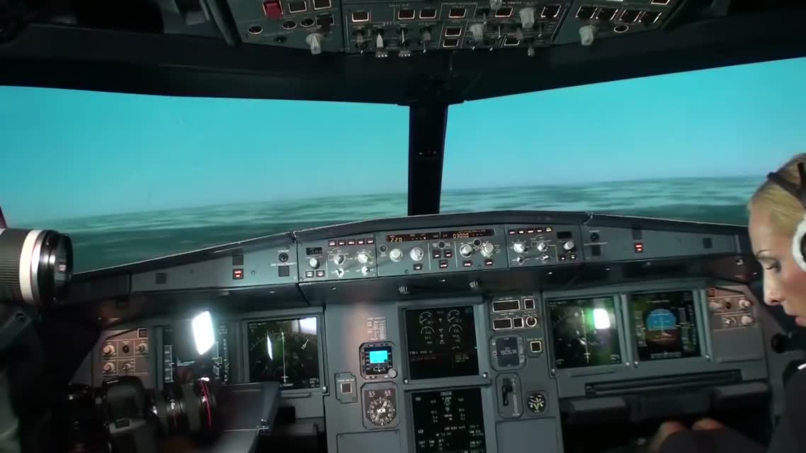 Стюардесса пытается посадить A320