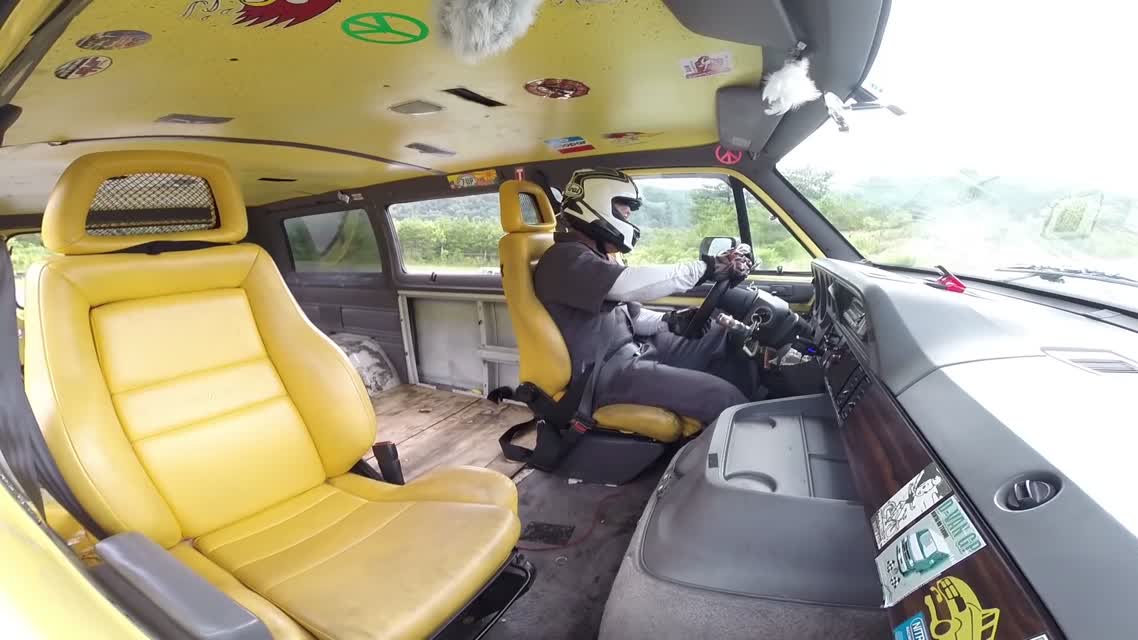 Japanese Dodge vans at a DAJIBAN meeting at Ebisu Circuit